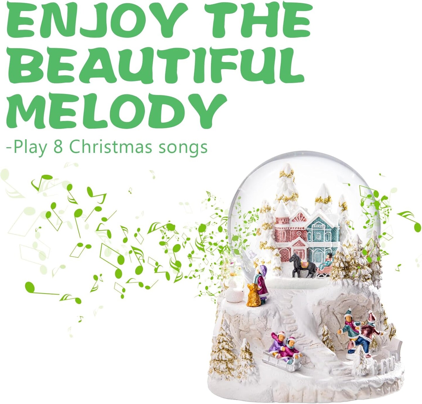 Christmas Snow Globe - Village Style Musical Snow Globe with Color Changing Led Lights, Christmas Decorations with Music Box Gifts for Girls Kids, Decorations for Christmas &#x26; Birthday