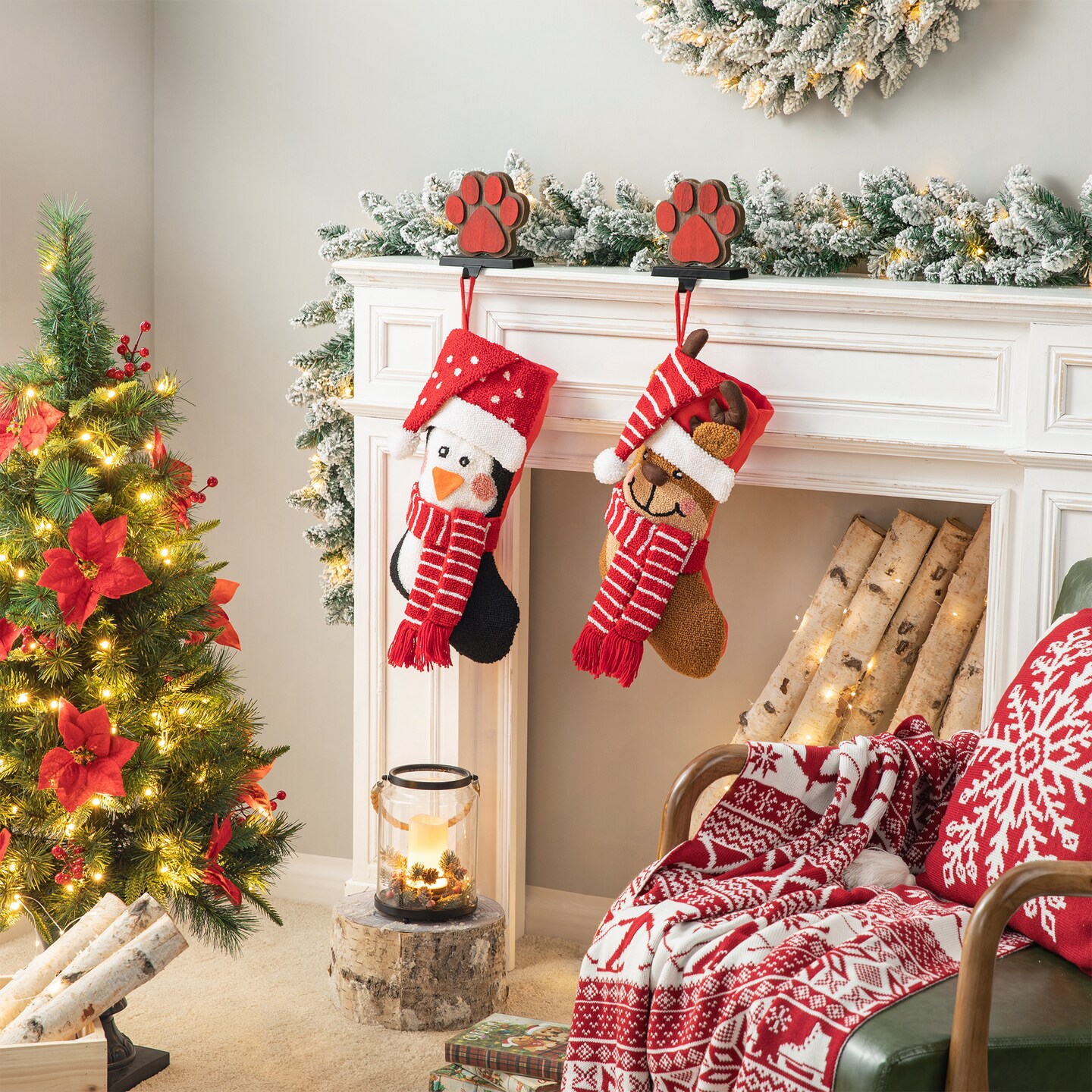 Set of 2 19.00&#x22;L Chrismas Decor Hooked Stockings