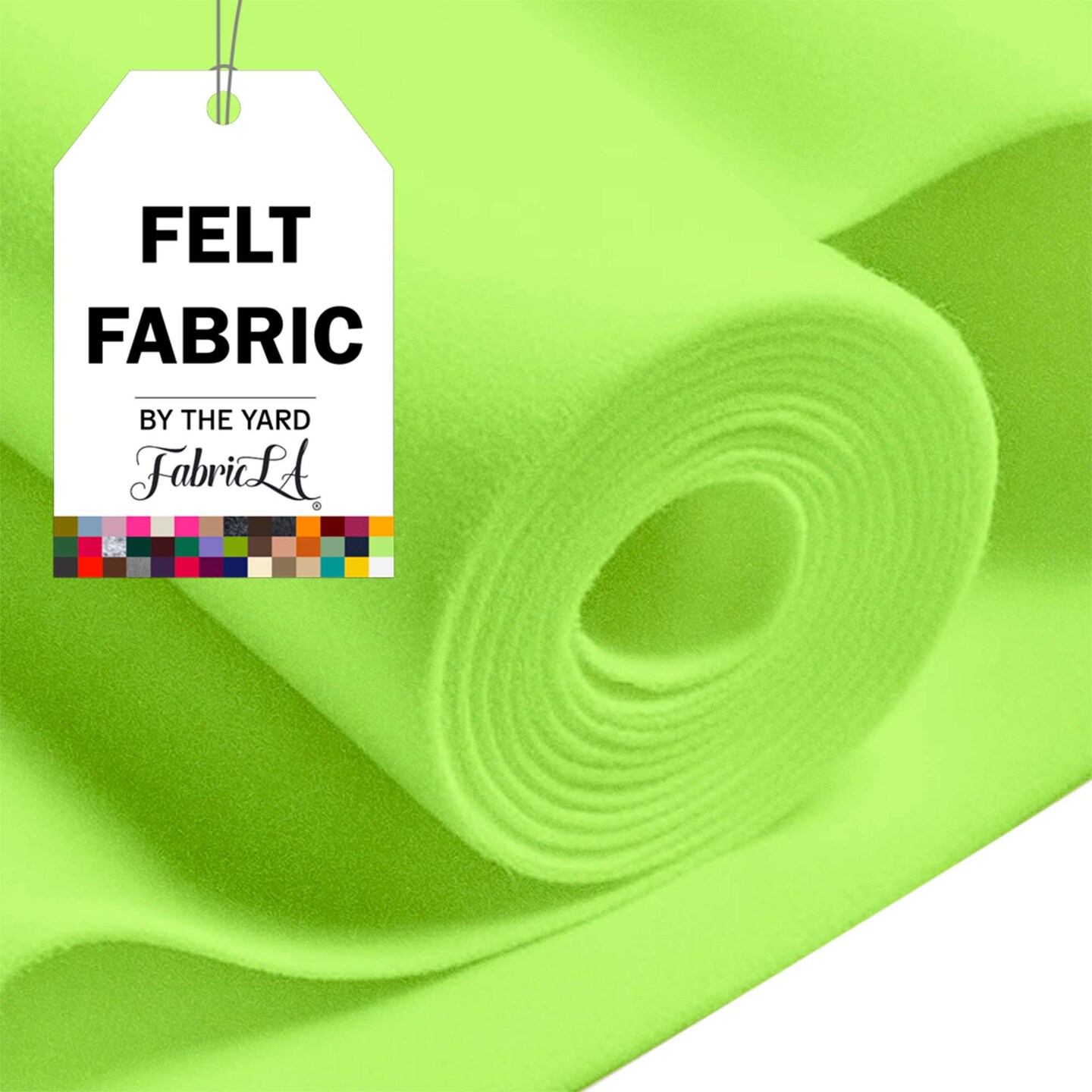 FabricLA Craft Felt Fabric - 72&#x22; Inch Wide &#x26; 1.6mm Thick Non-Stiff Felt Fabric by The Yard - Use This Soft Felt Roll for Crafts - Felt Material Pack - Neon Green Felt, Half Yard