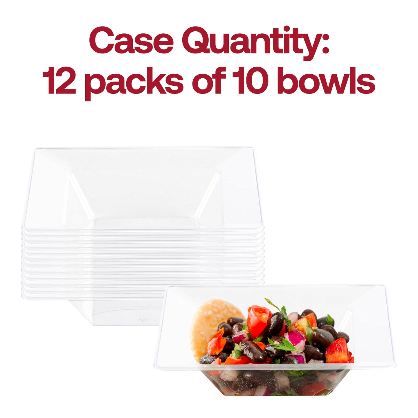 Clear Square Plastic Soup Bowls - 12 oz. (120 Bowls)