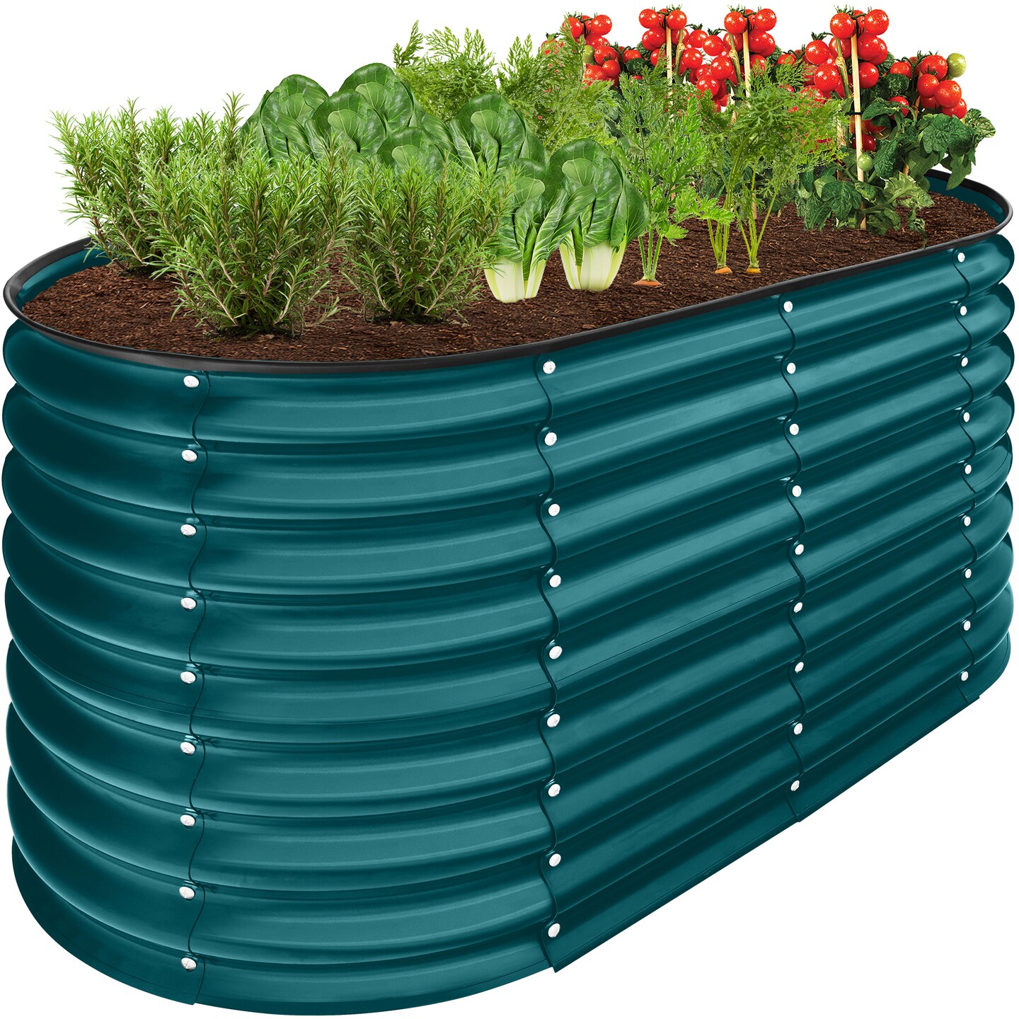 Best Choice Products 4x2x2ft Outdoor Raised Metal Oval Garden Bed, Planter Box for Vegetables, Flowers