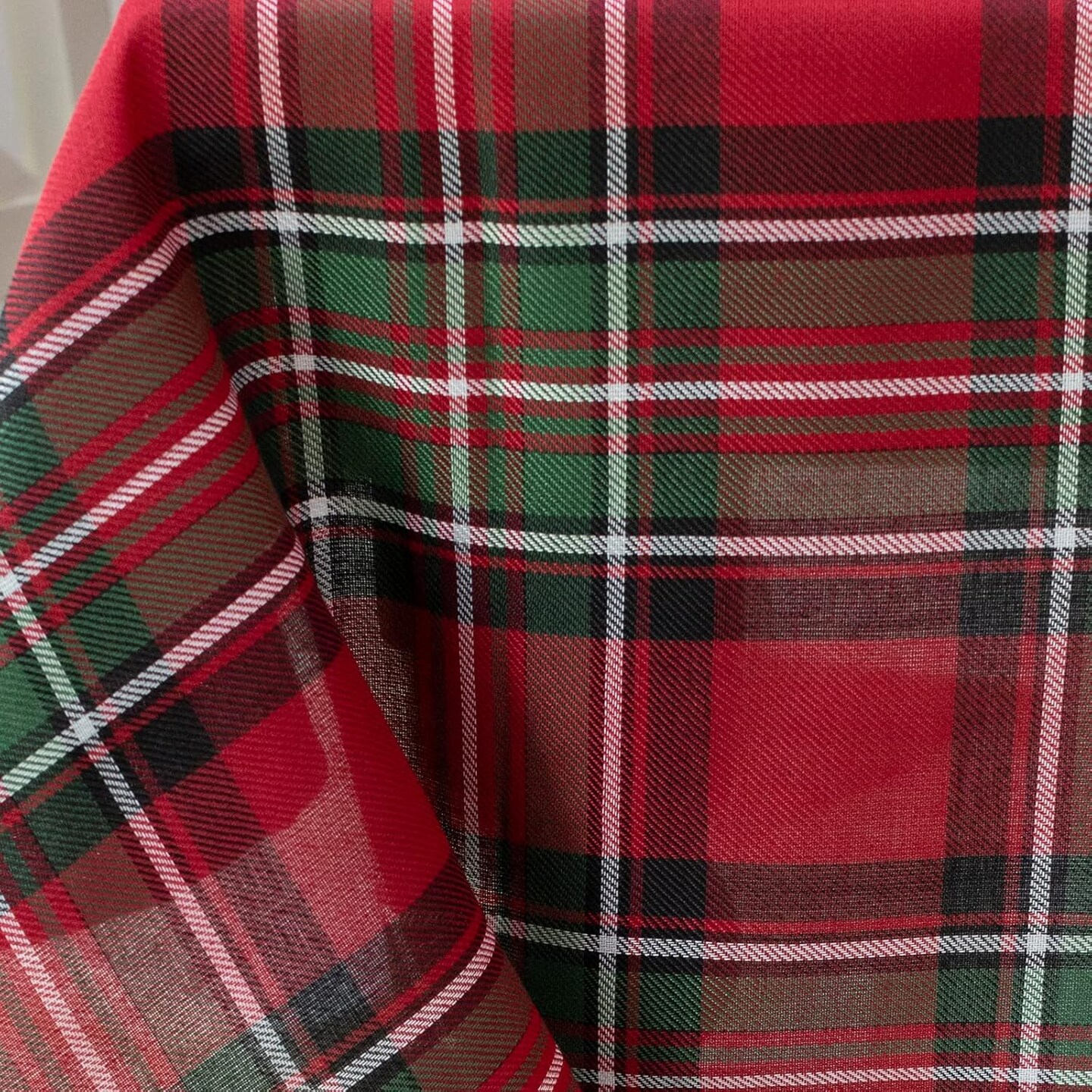 Holiday Plaid Yarn Dyed Fabric Table Cloth, Holiday, Winter, and Christmas Tablecloth (60" X 104" Rectangular, Red)