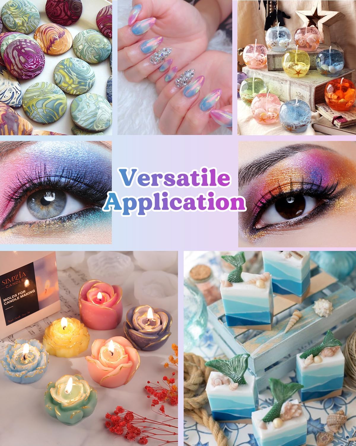 LET&#x27;S RESIN 36 Colors Mica Powder, Mica Pigment Powder for Epoxy Resin/UV Resin, Natural Colorant Dye for Soap/Candle Making, Lip Gloss,Nail Polish, Slime and Bath Bomb