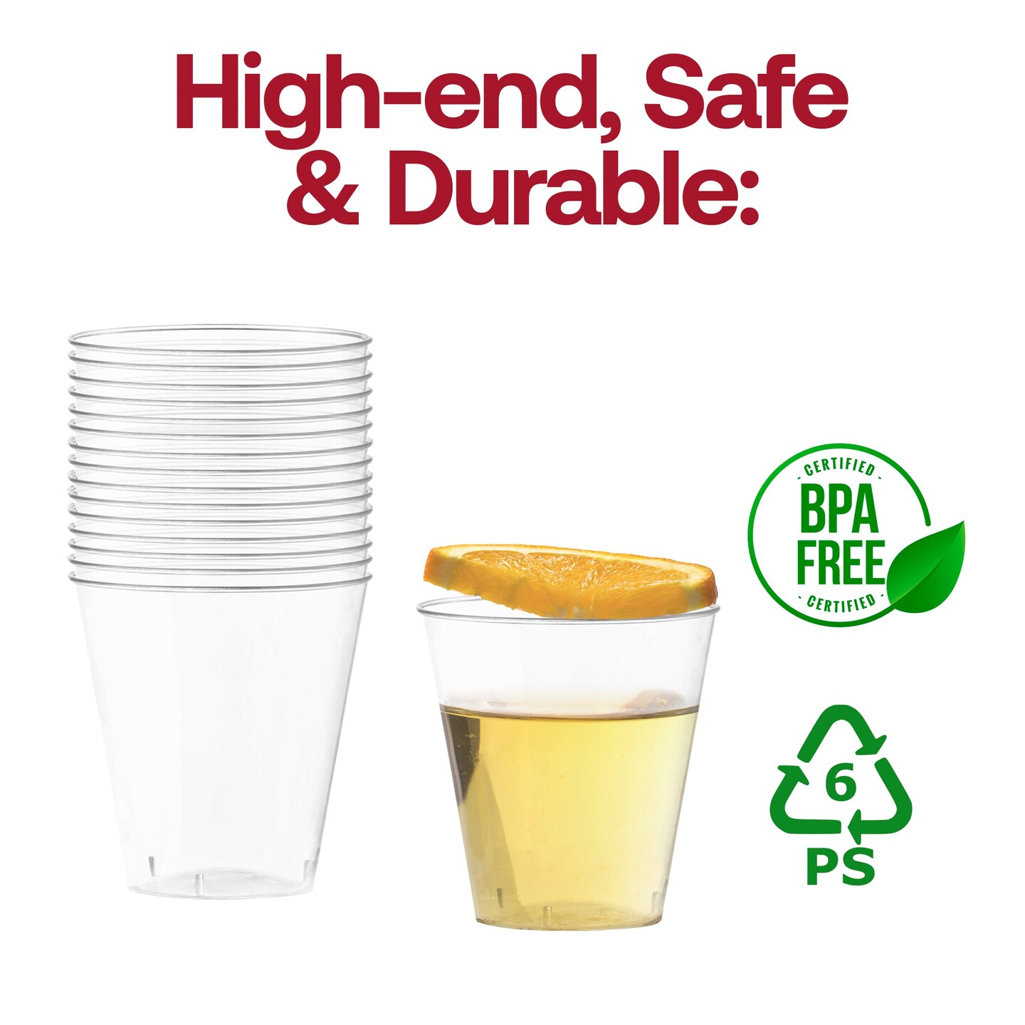 Clear Round Plastic Disposable Shot Glasses - 2 oz. (1200 Glasses)