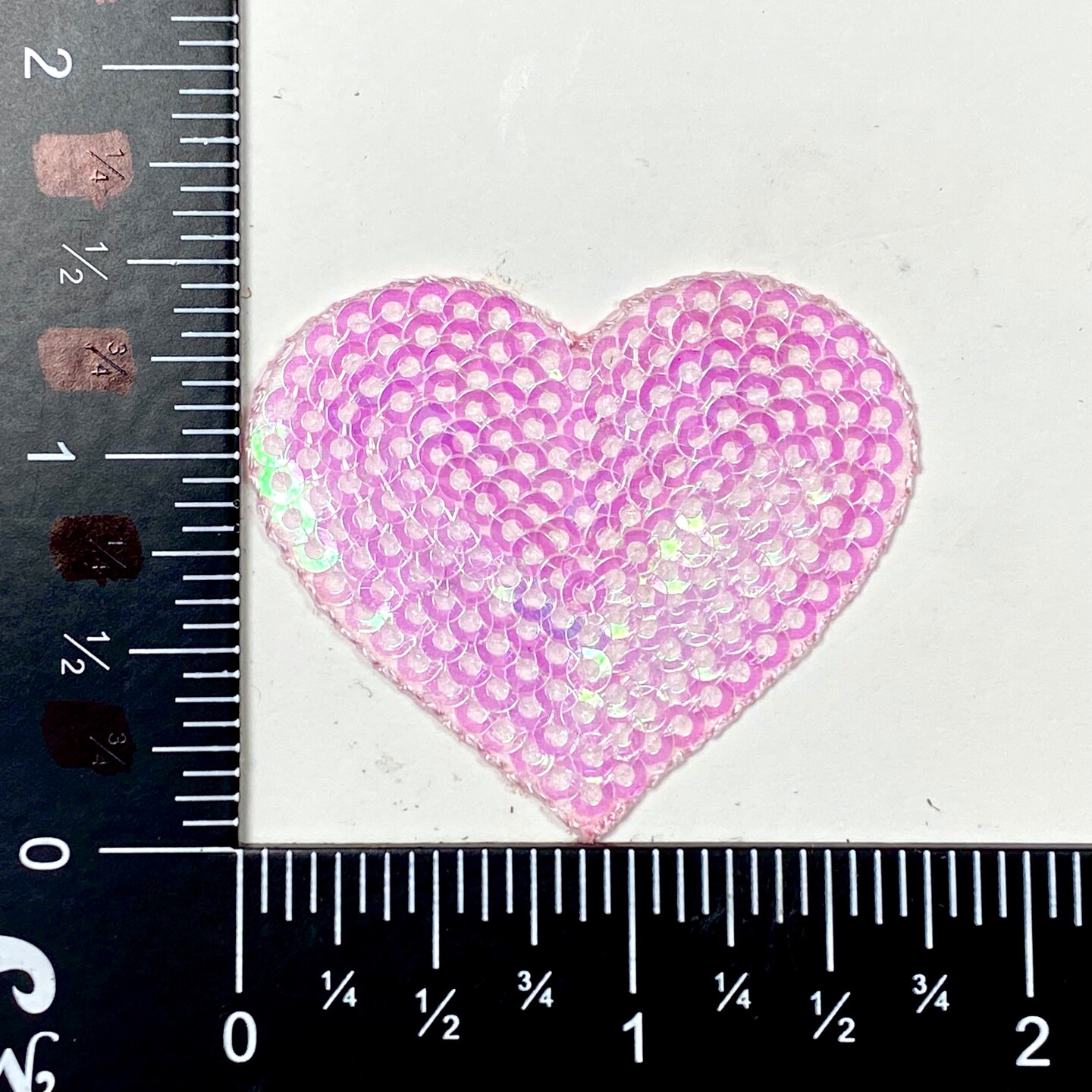 Pink Sequin Heart, Embroidered, Iron on Patch