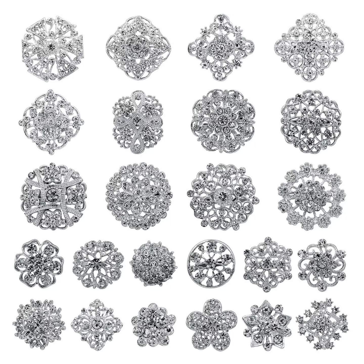 Kitcheniva Mixed Rhinestone Crystal Brooch Alloy Vintage Style 12-24 Pcs