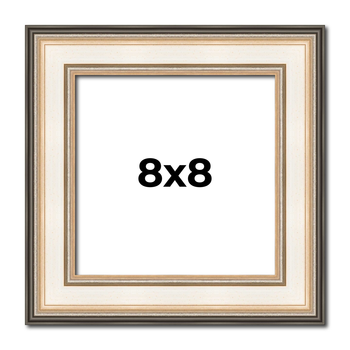 Square Contemporary Silver Picture Frame - UV Acrylic, Foam Board Backing, Hanging Hardware