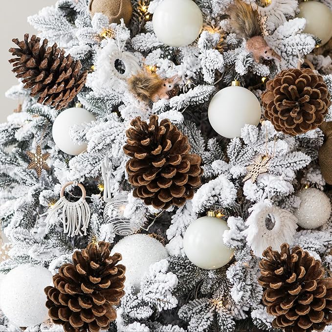 Christmas Pinecone Sprays Medium Pinecones Picks with Wired Stems 8.3" Tall for Xmas Tree Holiday Seasonal Wreath Floral Arrangements Winter Rustic Wedding Décor