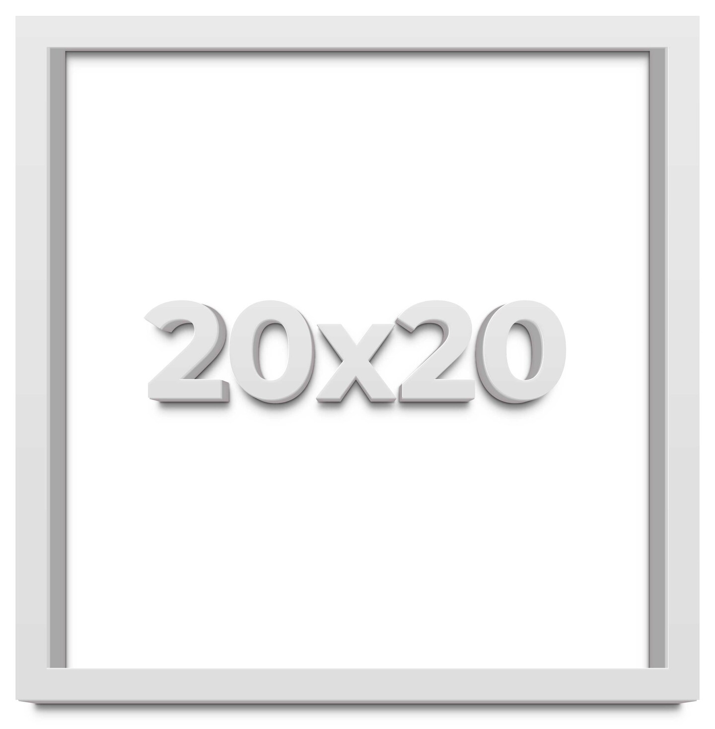 20x20 Slim Profile White Picture Frame - UV Acrylic, Foam Board Backing, Hanging Hardware