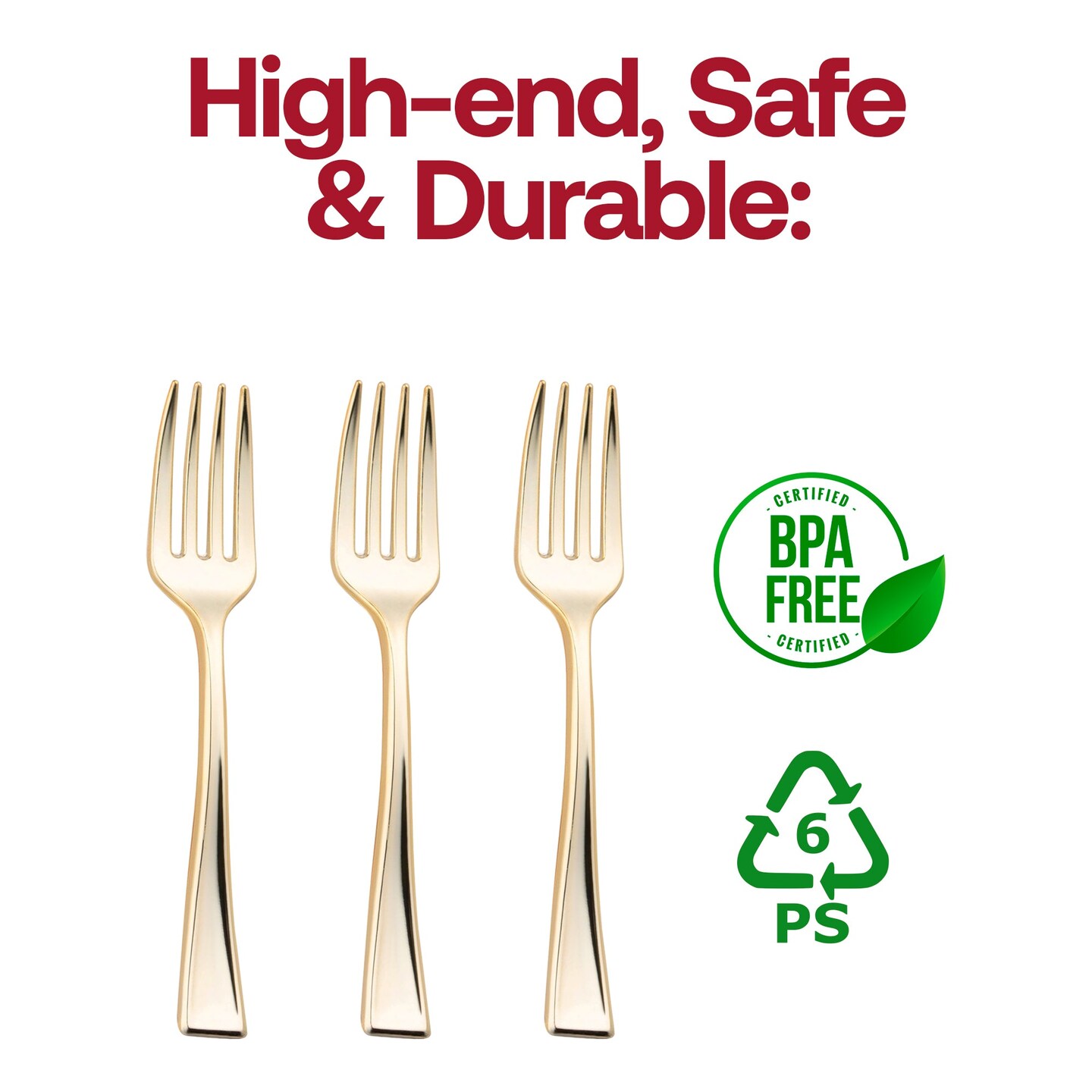 Shiny Metallic Gold Mini Plastic Disposable Tasting Forks (600 Forks)
