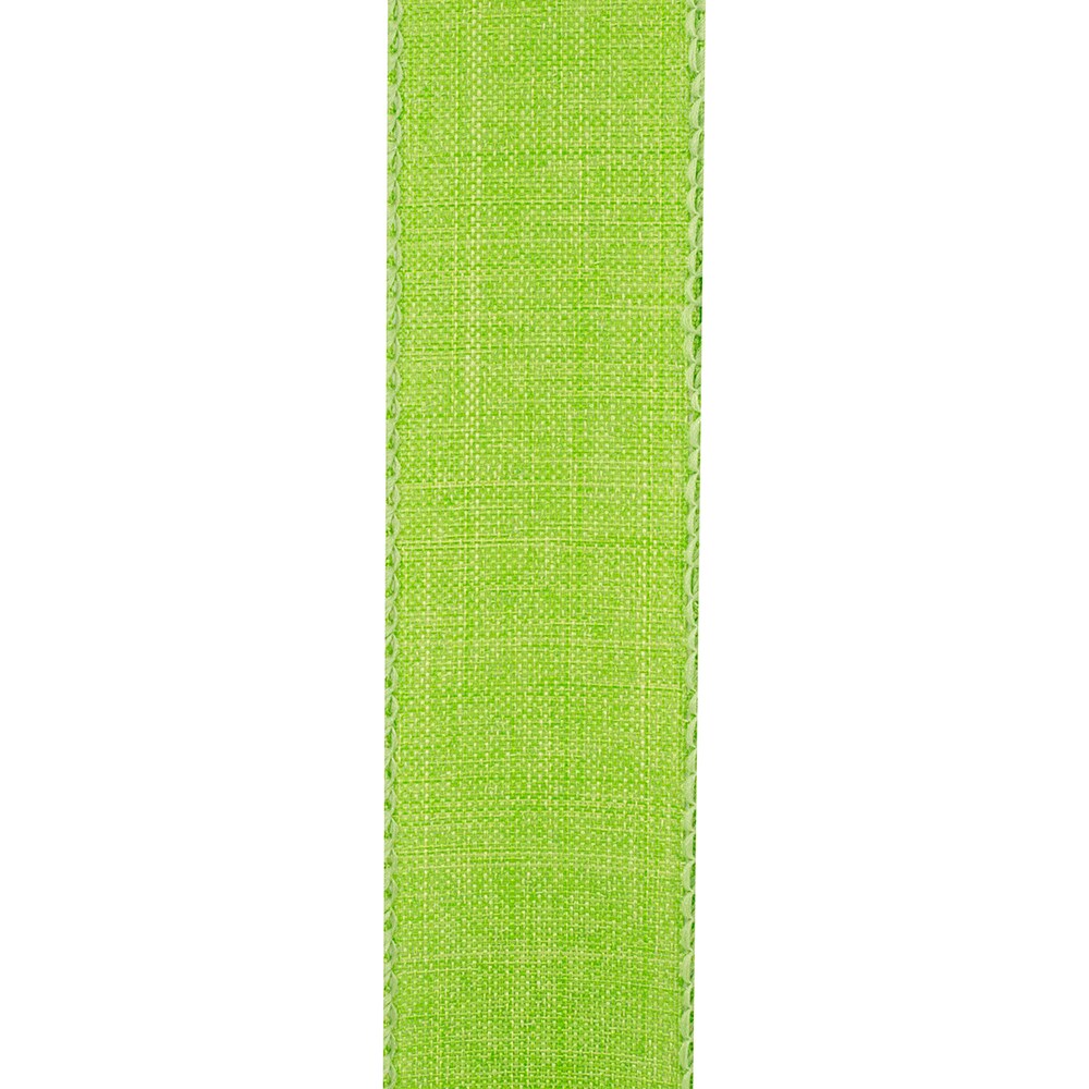Every Day Linen Value Wired Edge Ribbon -- 1.5" x 10 yards -- Green Lime Color
