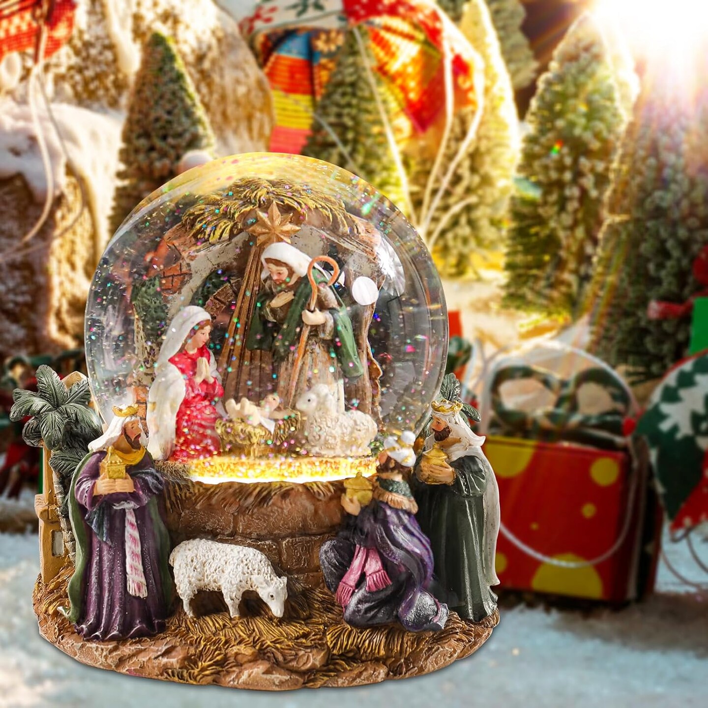 Christmas Snow Globes for Kids, Musical Snow Globe Nativity Music Box Glass Snowglobes Christmas Birthday Gift for Girls Kids Daughters