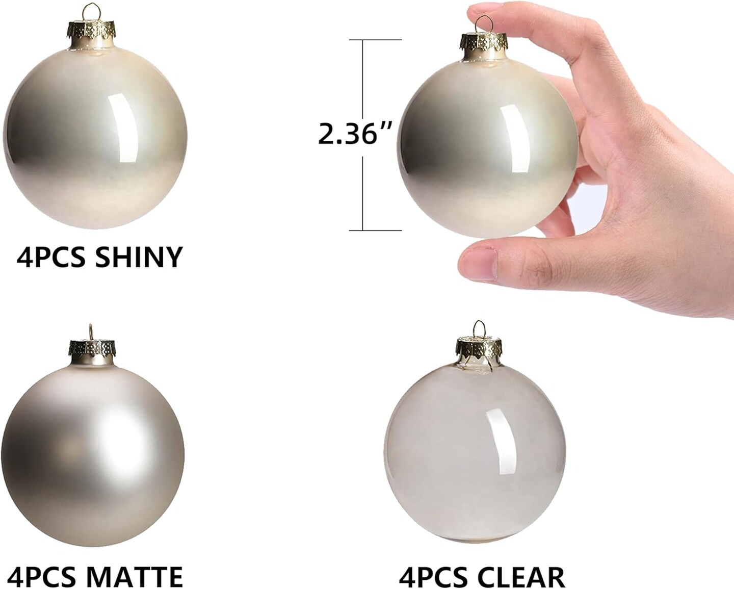 Champagne Glass Christmas Ball Ornaments for Christmas Tree, 2.36&#x201D; Christmas Hanging Ornaments Set of 12 Christmas Baubles for Holiday Party Xmas Tree Decorations Gifts
