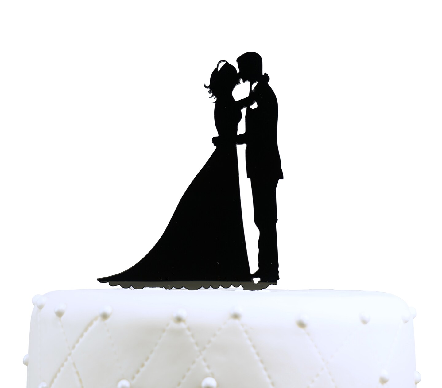 CARISPIBET Wedding Cake Topper Groom Kisses Bride On The Forehead Two Daughters Are Dancing And There Is A Pet Cat Forehead Kiss With Two Daughters Dancing 23178 - View #7