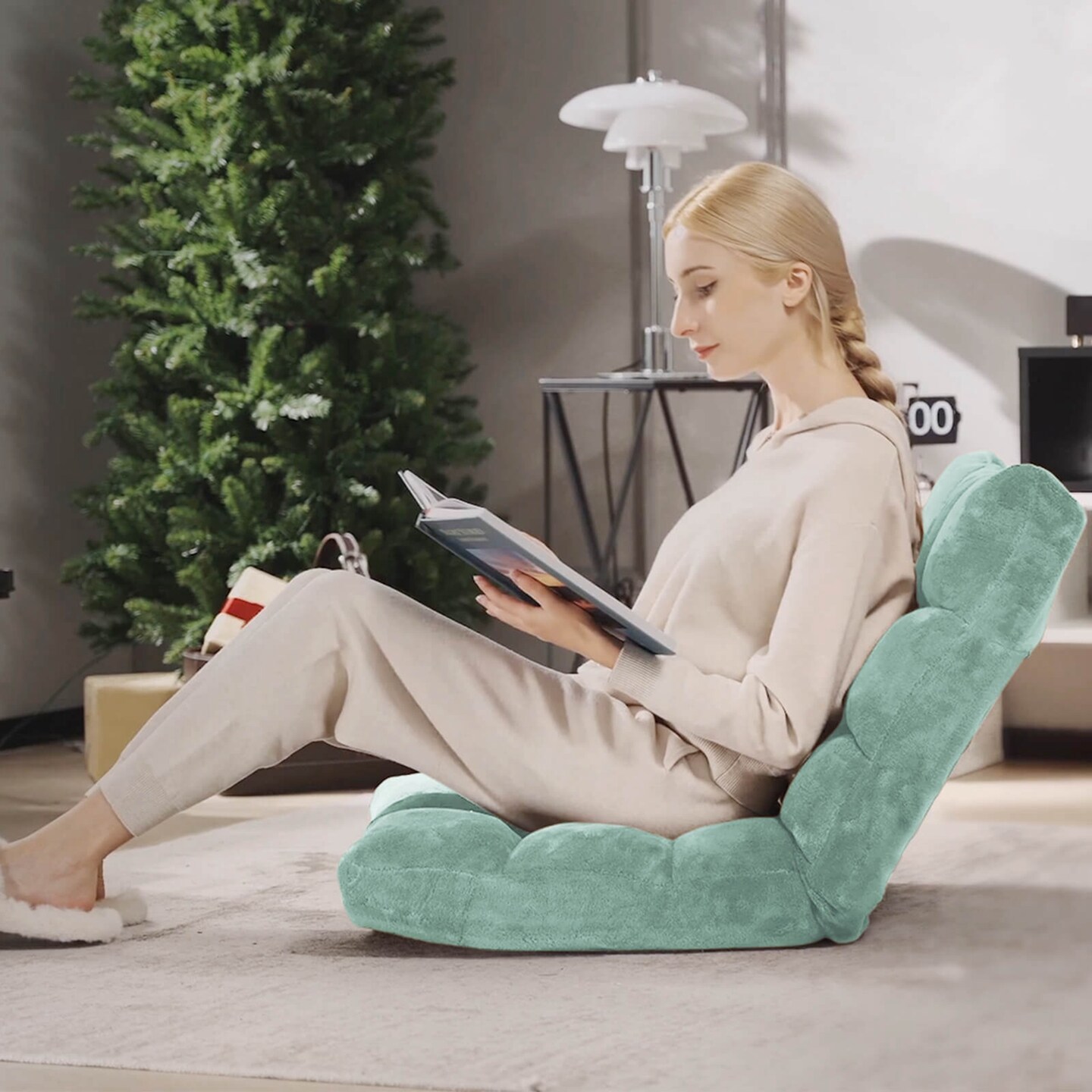 Costway Adjustable 14-Position Floor Chair Folding Lazy Gaming Sofa Chair Cushioned New Blue/Green/Light Pink/Purple/Black/Coffee/Tan/Pink/Gray