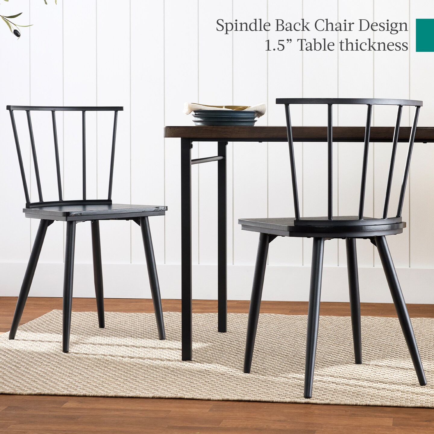 Best Choice Products 4-Piece Dining Kitchen Table Set w/ 2 Spindle-Back Chairs, Bench