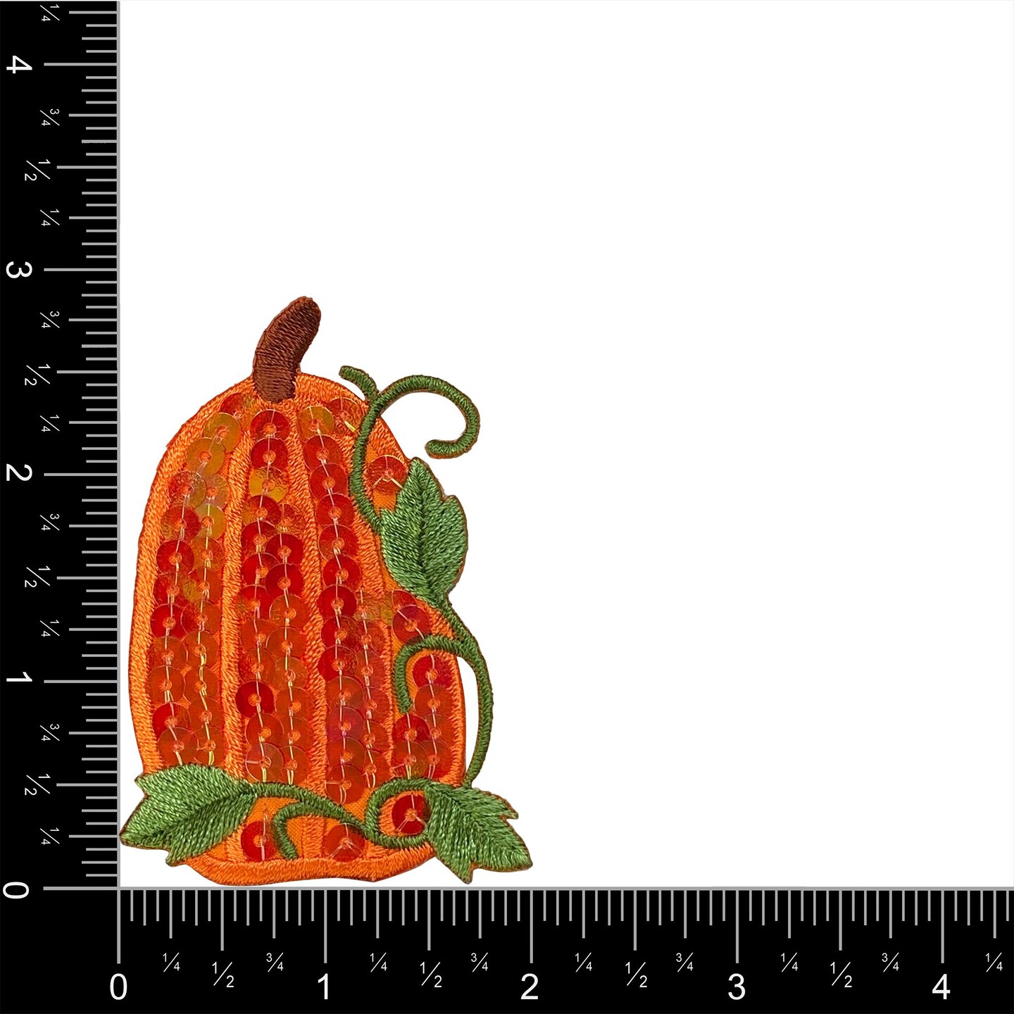 Sequin Pumpkin, Embroidered, Iron on Patch