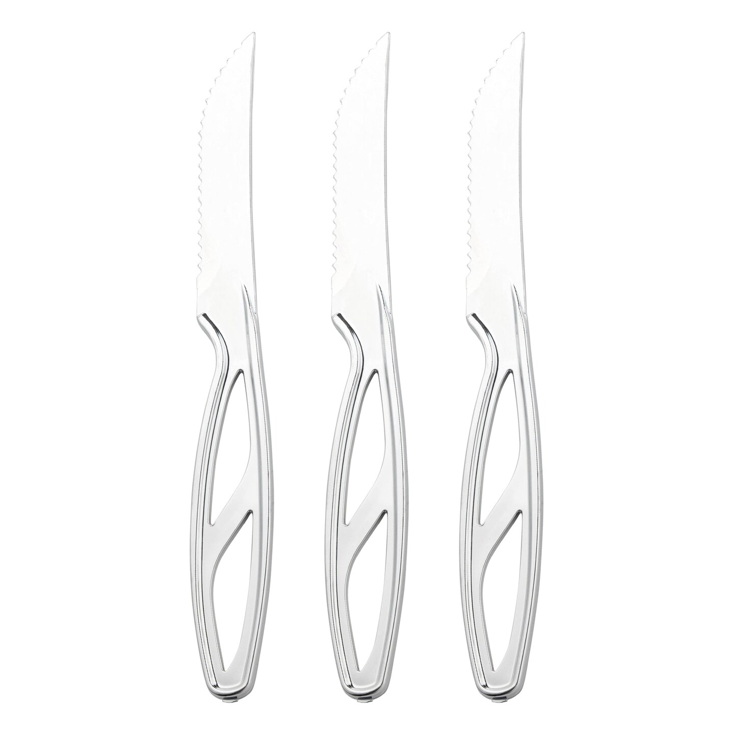 Silver Disposable Plastic Steak Knives (360 Knives)