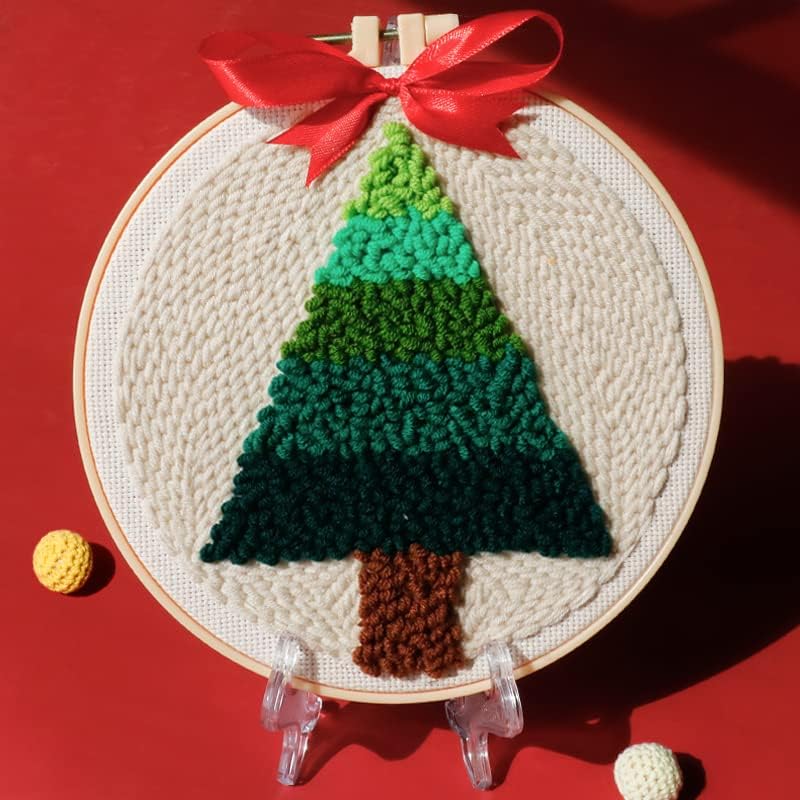 Punch Needle Embroidery kit DIY Christmas Trees Cross Stitch Hoop Craft Kits Handcraft Embroidery(XMD-PD-61)