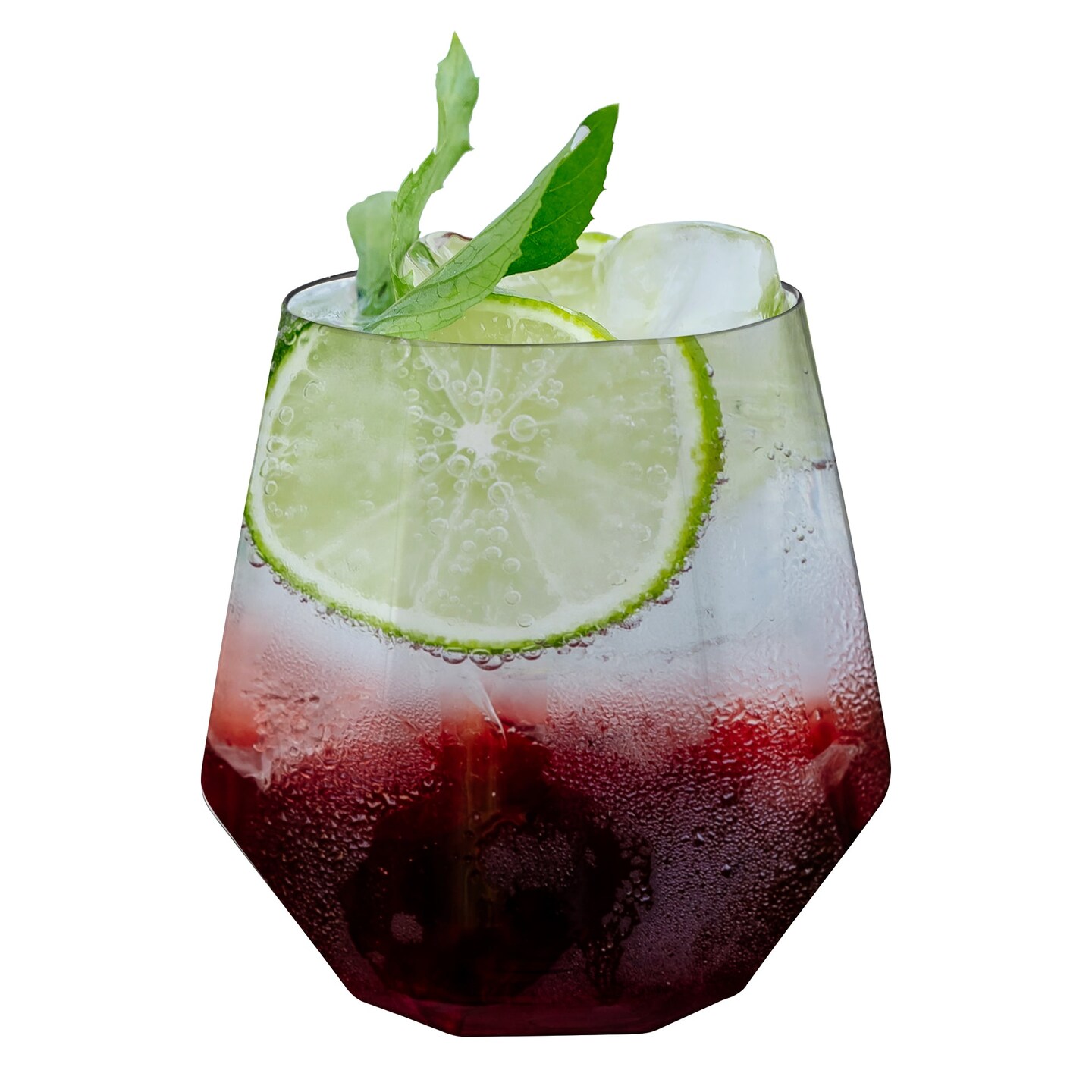 Clear Hexagonal Stemless Plastic Wine Goblets - 12 oz. (64 Glasses)