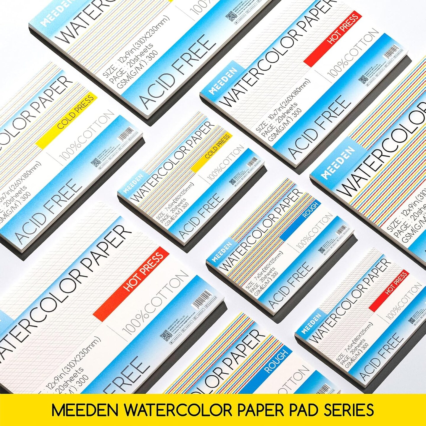 MEEDEN 16x12&#x22; Cold Press Watercolor Paper Pad 20 Sheets