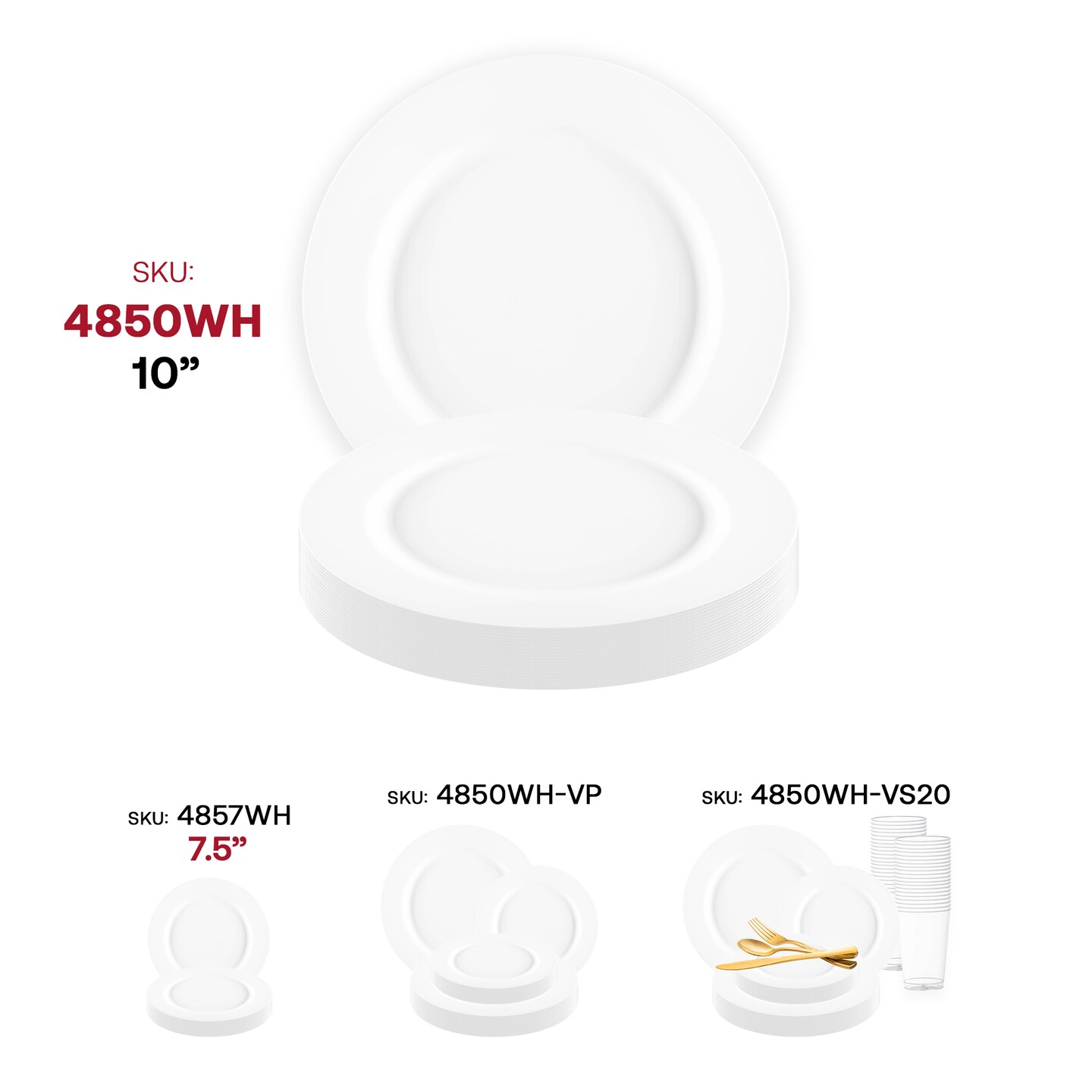 Matte Milk White Round Disposable Plastic Dinner Plates - 10&#x22; (120 Plates)