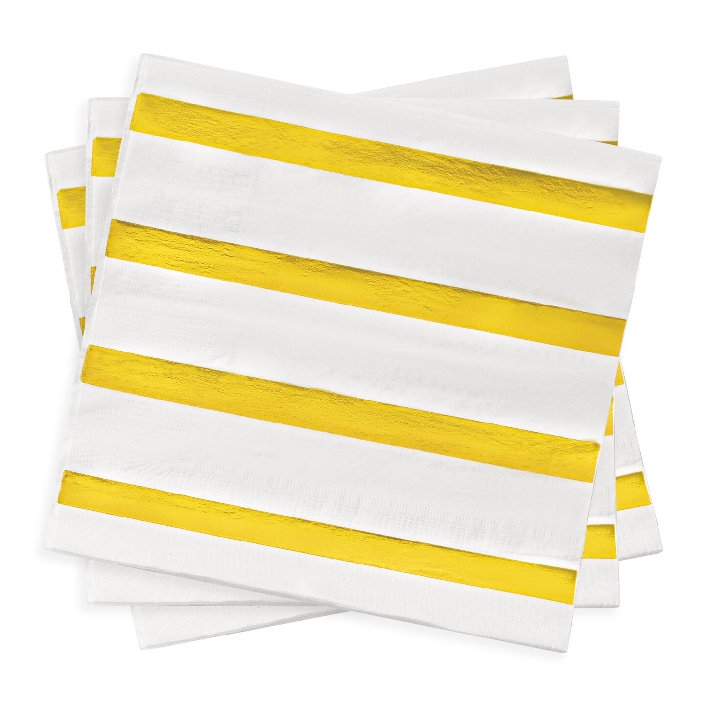 Durable White with Gold Stripes Paper Beverage/Cocktail Napkins (600 Napkins)