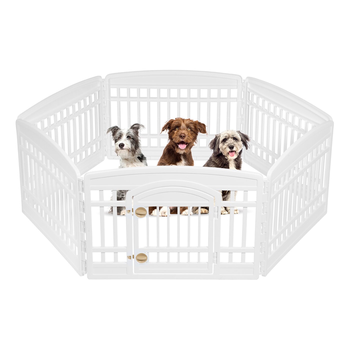 IRIS 4-10Panel 24/34&#x22;H Foldable Exercise Enclosure Plastic Pet Playpen with Door