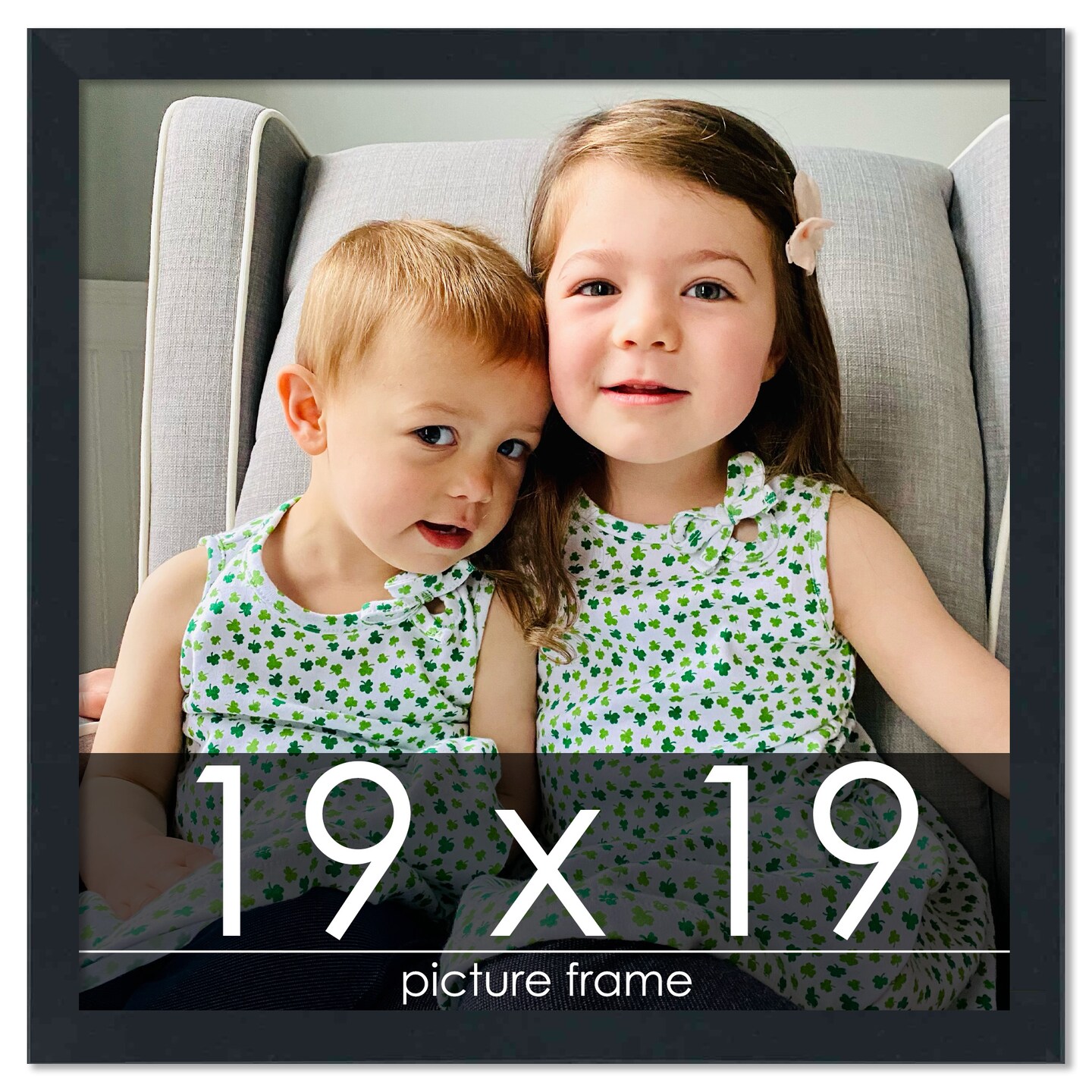 Square Slim Profile Black Picture Frame - UV Acrylic, Foam Board Backing, Hanging Hardware