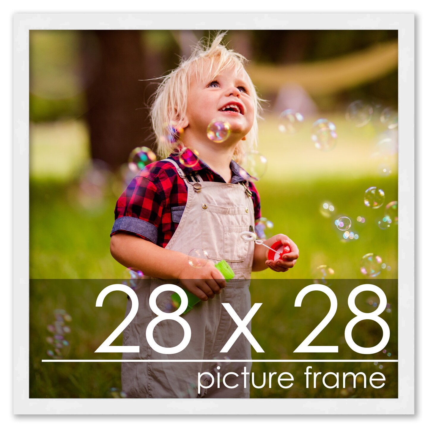 Square Classic Modern White Picture Frame - UV Acrylic, Foam Board Backing, Hanging Hardware