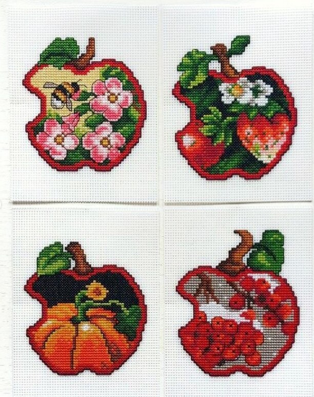 Apples - four seasons Counted cross stitch kit with plastic canvas