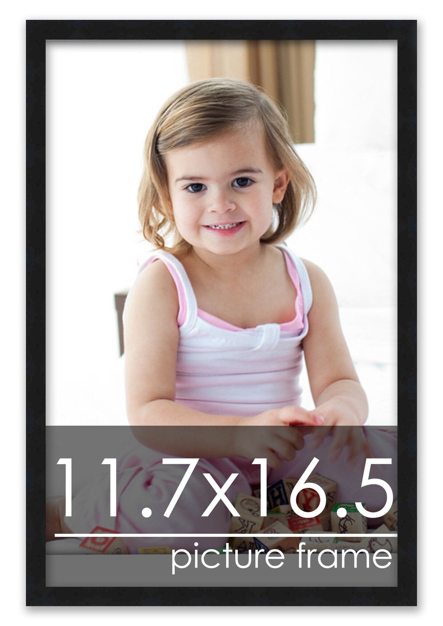 11.7x16.5 Simple Black Picture Frame - UV Acrylic, Foam Board Backing, Hanging Hardware