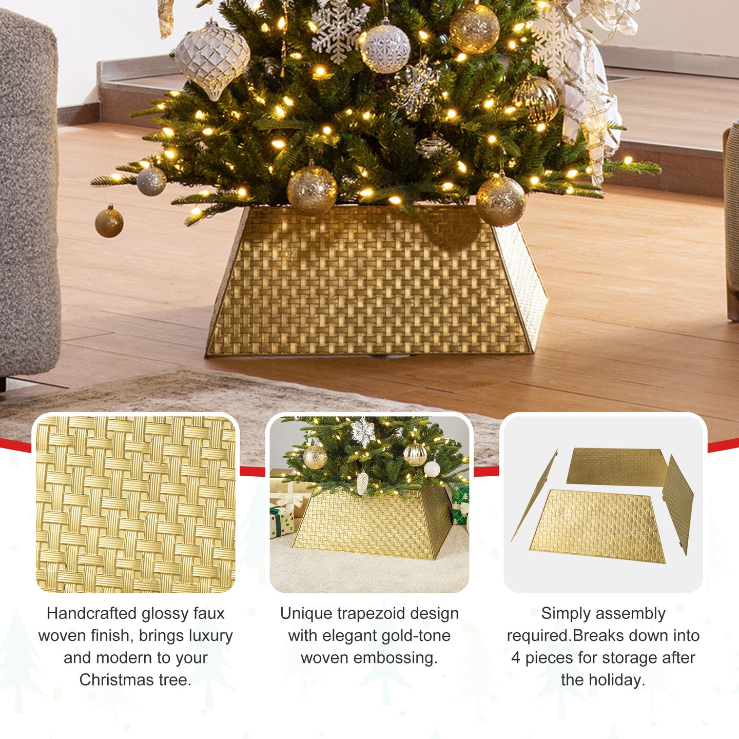 25.75&#x22;L Trapezoid Metal Weave Tree Collar