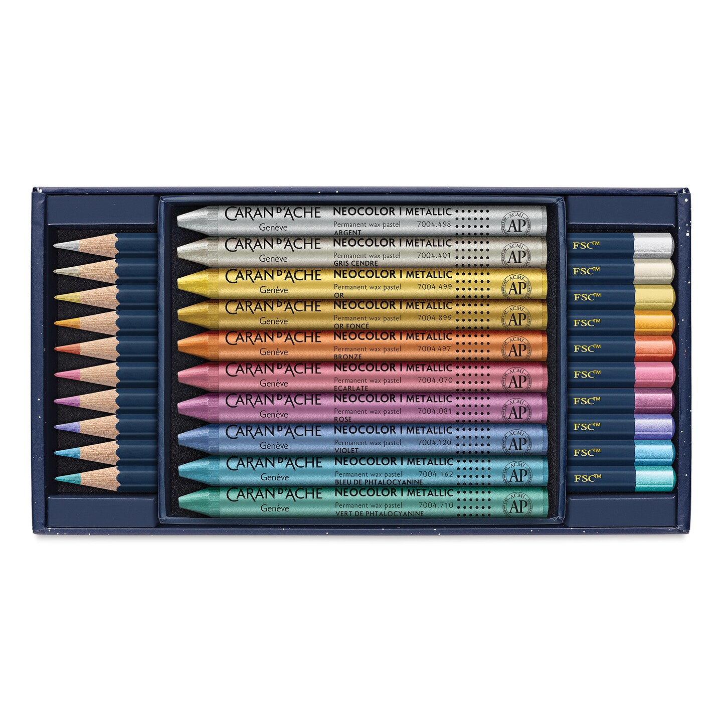 Caran d'Ache Cosmic Blue Mixed Media Metallic - Assorted Color, Set of 20