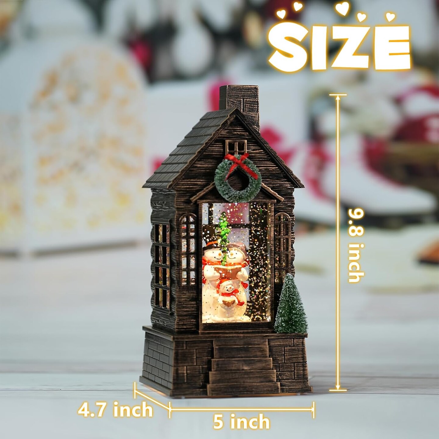 Snow Globe Christmas, Lighted Christmas Snow Globes with Snowman, Musical Timer Snow Globe Lantern with Swirling Glitter, Snow Globe Lantern Christmas(Snowman)