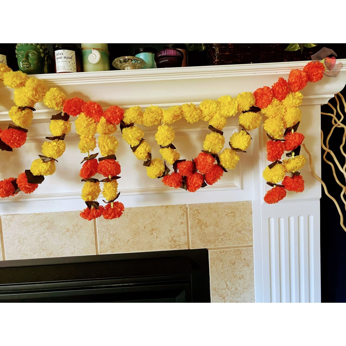 5 Feet Marigold Yellow Orange Door Toran Hanging Valance Festival Garland Indian Wedding Decor Indoor Outdoor Bandarwal Pooja Decor Diwali Decoration