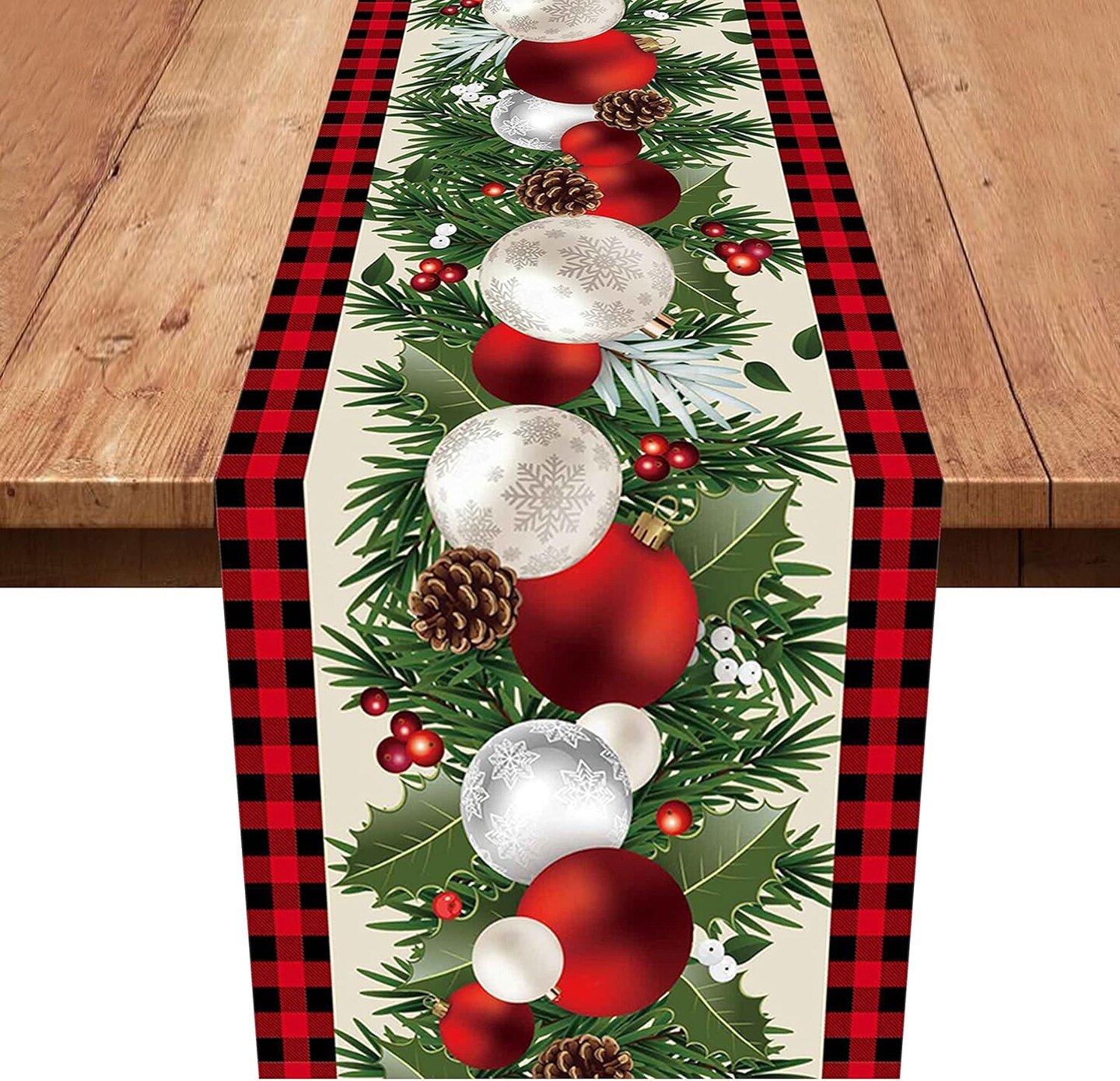 Christmas Table Runners,Xinvery Xmas Table Linens Gold Bell Christmas Dinner Table Runners Tablecloth for Dining Party Christmas Decorations 180x35CM