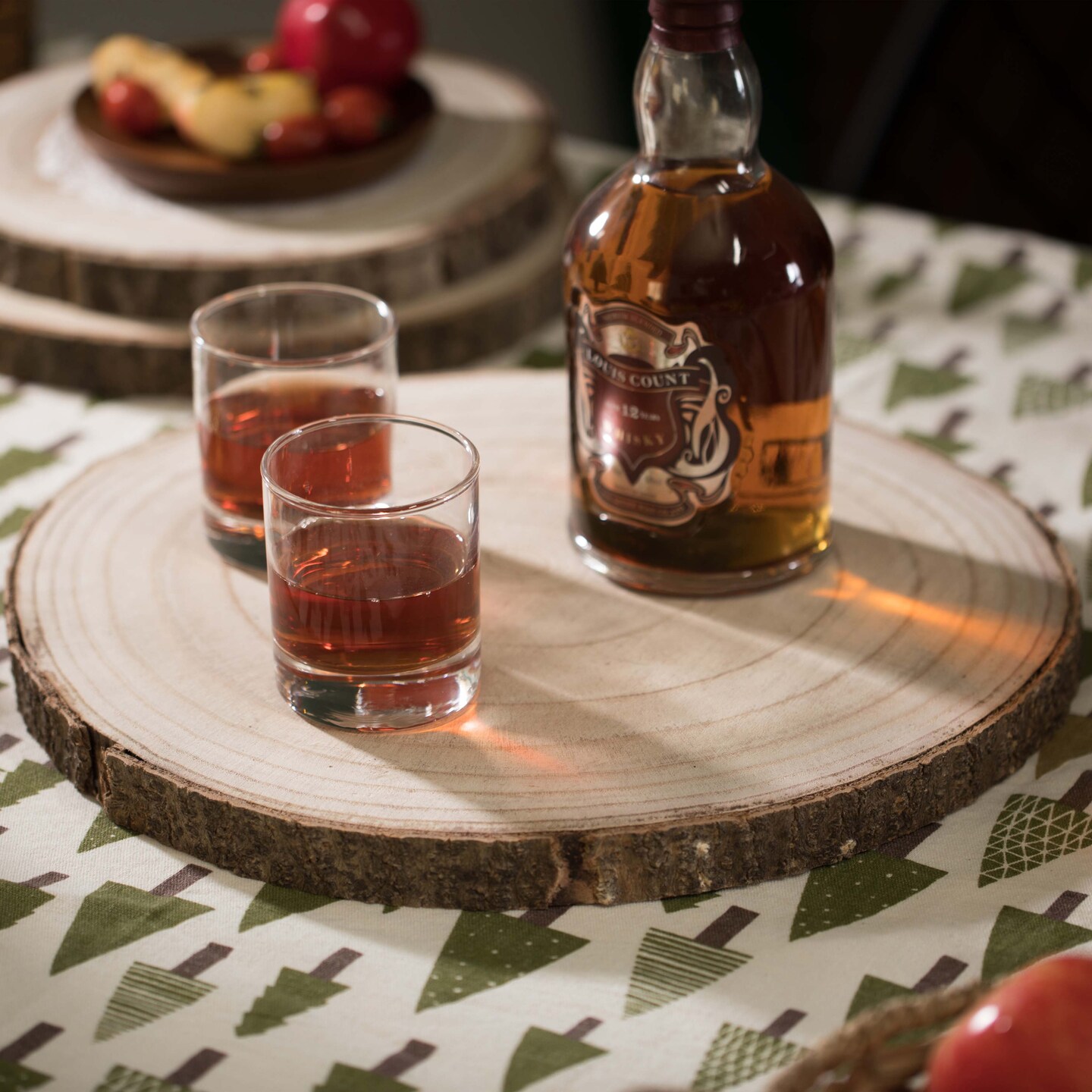 Barky Natural Wood Slabs Rustic Ornament Slice Tray Table Charger set of 4