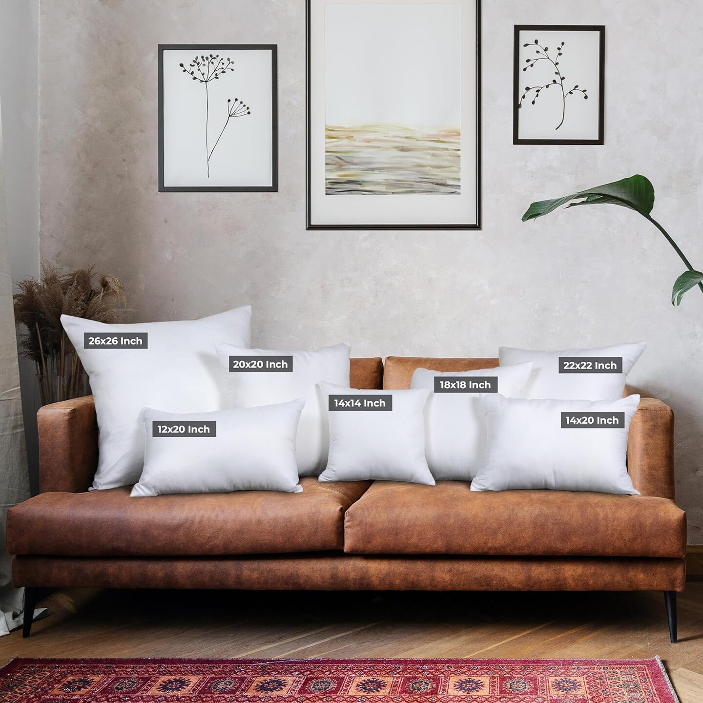 Throw Pillows (Set of 4, White), 18 x 18 Inches Pillows for Sofa, Bed and Couch Decorative Stuffer Pillows