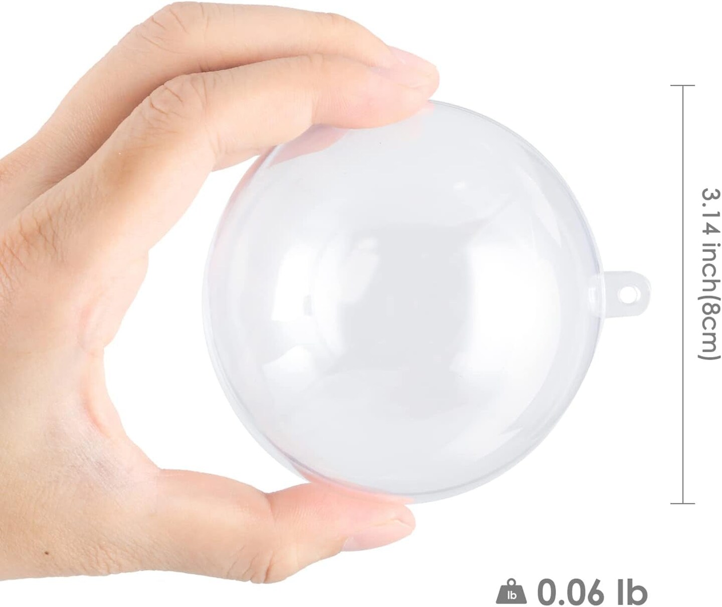20 Pack DIY Ornament Clear Fillable Baubles Craft Christmas Decorations Tree Ball for New Years Present Holiday Wedding Party Home Decor Bath Bomb (3.15&#x201D;)