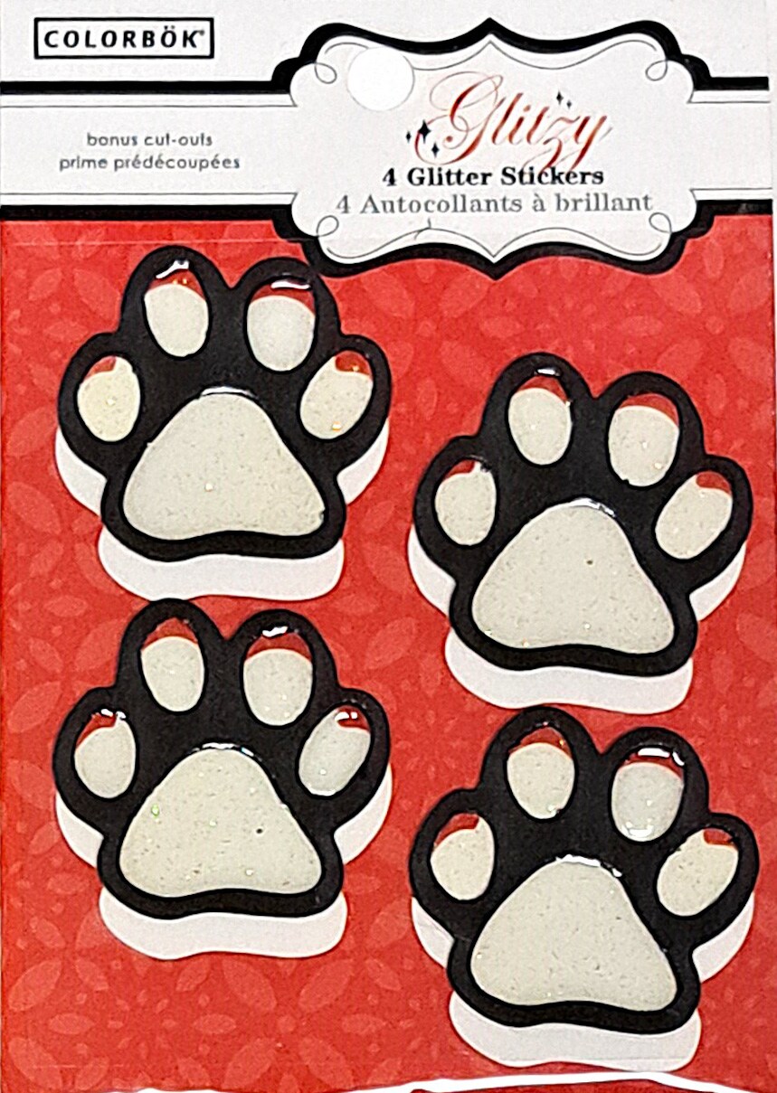 Colorbok Paw Prints Foam Epoxy Glitter Stickers