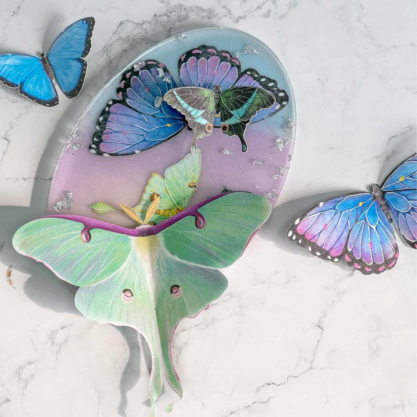 LET&#x27;S RESIN Realistic Paper Butterfly Moth,46 Pcs Double-Sided Faux Butterfly,Vintage Floral Decoration,Epoxy Resin Supplies/ Accessories for Resin Art,Crafts,Molds