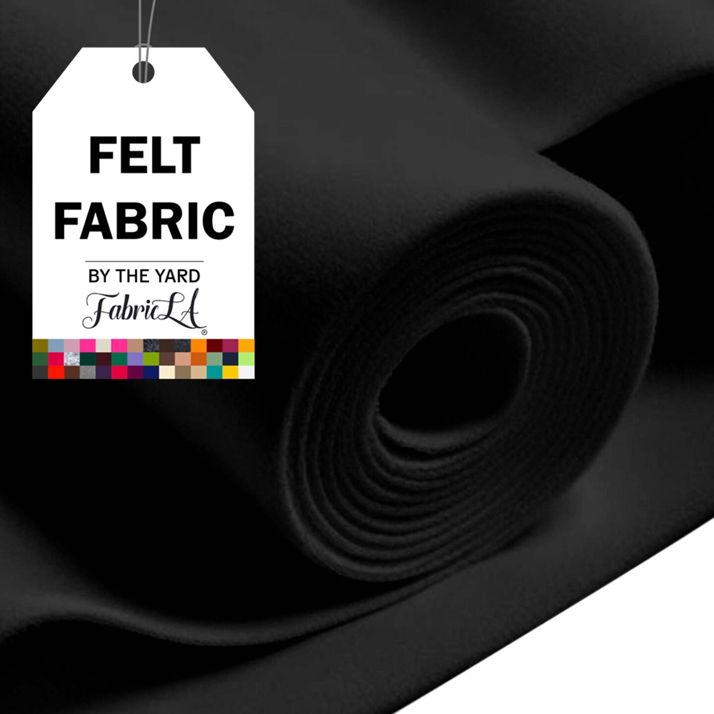FabricLA Acrylic Felt Fabric - 72&#x22; Inch Wide 1.6mm Thick Felt by The Yard - Use Soft Felt Sheets for Sewing, Cushion, and Padding, DIY Arts &#x26; Crafts (10 Yards, Black)