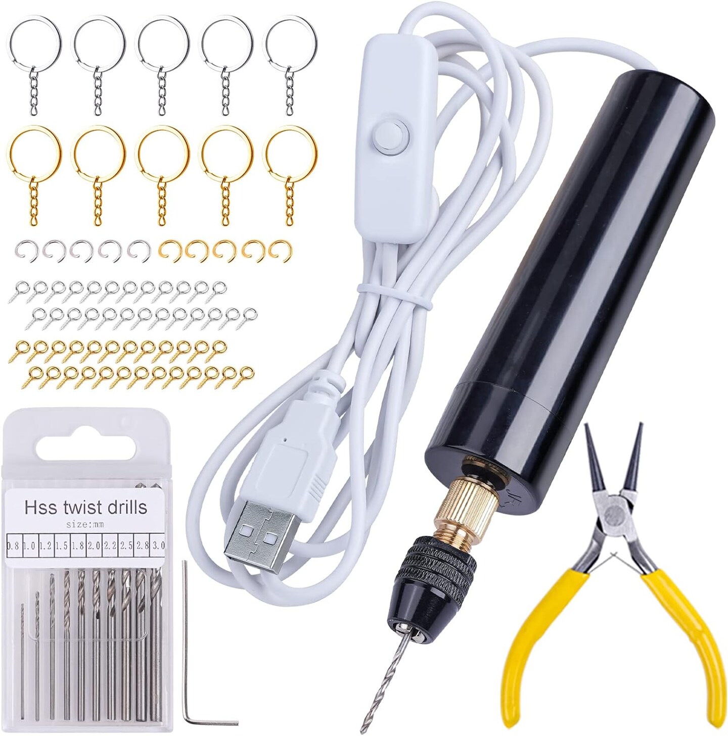 LET&#x27;S RESIN Cordless Resin Drill,3-speed Adjustment &#x26;Rechargeable Jewelry Drill with Deburring Tool&#x26;19Pcs Accessories,Multi-Purpose Hand Drill Resin Tool for Resin Molds, Keychain Molds