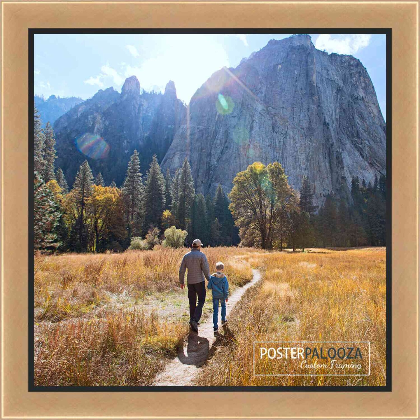 Square Simple Gold Picture Frame - UV Acrylic, Foam Board Backing, Hanging Hardware