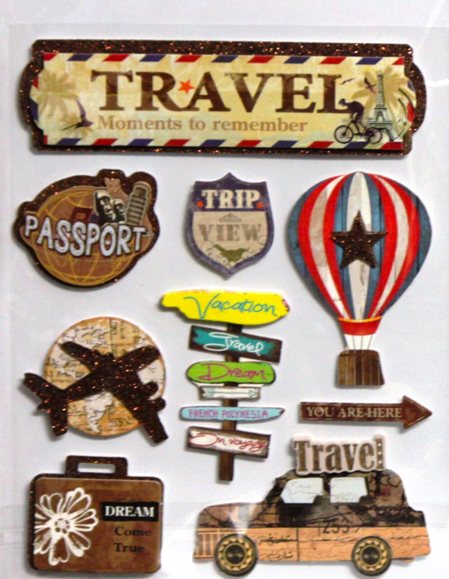 Designer Travel Dimensional Stickers