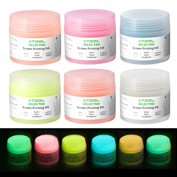 Glow in The Dark Color Screen Printing Ink Set_100ml 6 Colors