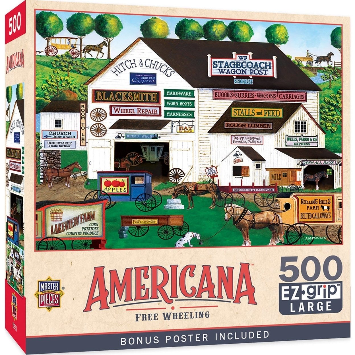 Americana - Free Wheeling 500 Piece Ez Grip Jigsaw Puzzle