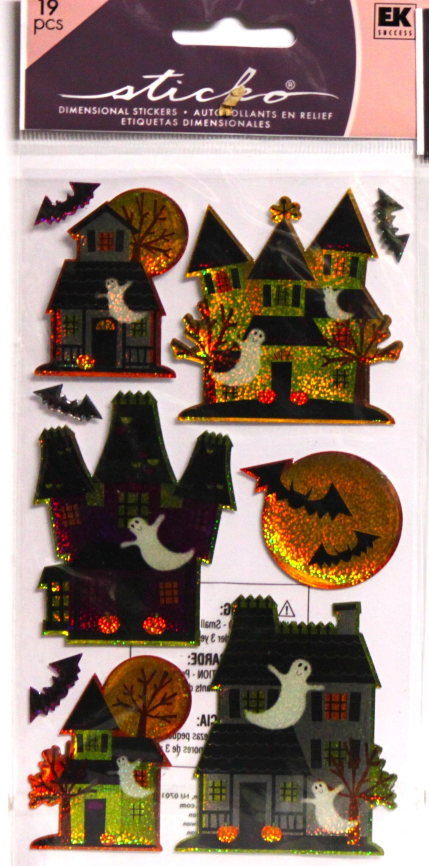 Sticko Boo Halloween Haunted Houses Dimensional Epoxy Stickers