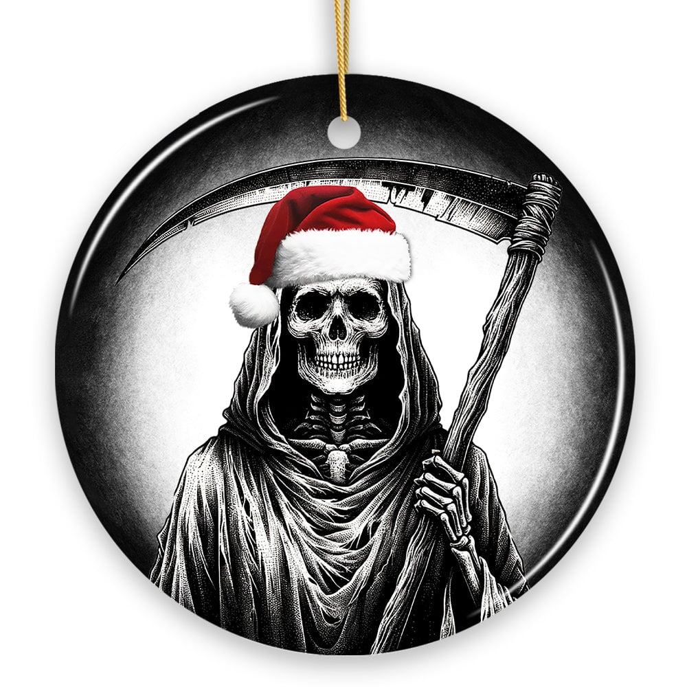 Haunting Santa Grim Reaper Ornament, Spooky Christmas Decor for Unique Halloween Tree Gift